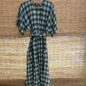 Reformation Green Checkered Dress
